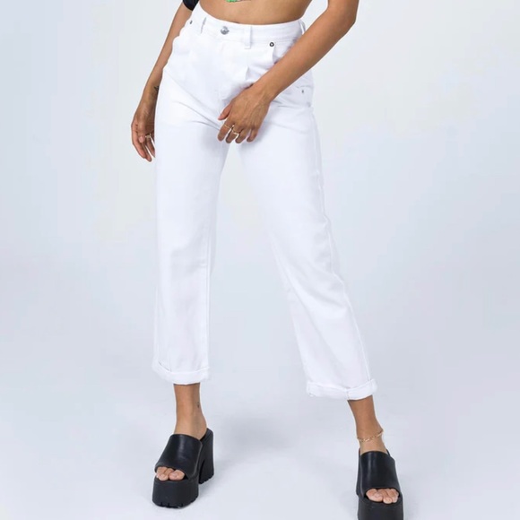 Princess Polly Denim - Princess Polly Jerry Denim White High Rise Straight Leg Jeans Size 6